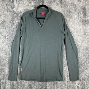 IceBreaker RedRam Shirt Mens Large Gray Merino Wool 1/4 Zip Lightweight Comfort